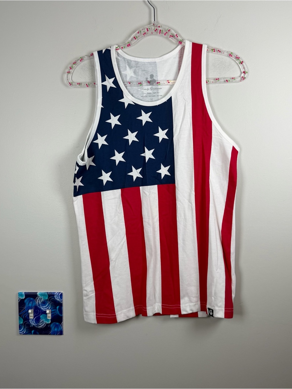 Rowdy Gentleman Men’s The American Flag Tank Red White Blue Patriotic Top Small